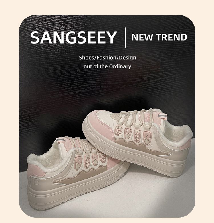 Plush Cotton ShoesWinter For Women All Match Large Size Women's Shoes Soft Soles Not Tired Feet Warm Sneakers_voghion.com