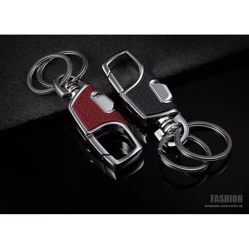 High End Metal Keychain Car Can Be Opened With Just One Press.Creative Men's Anti Loss Waist Hanging Leather Keyring Keychain_voghion.com
