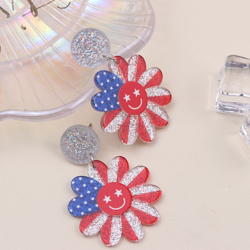 Elemente des amerikanischen Unabhängigkeitstages, rot, weiß, blau, Flagge, buntes Herz, Acryl-Ohrstecker, baumelnder Schmuck für Frauen_voghion.com