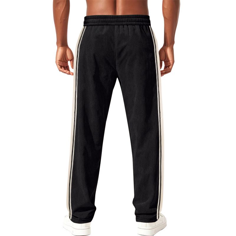 Spring Summer Men's New Style Simple Striped Casual Loose American Military Corduroy Multi-line Sports Pants_voghion.com