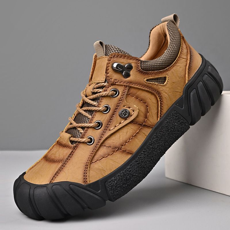 Spring and summer 2023 outdoor men's casual genuine cowhide thick soled business dad leather shoes, hiking shoes_voghion.com