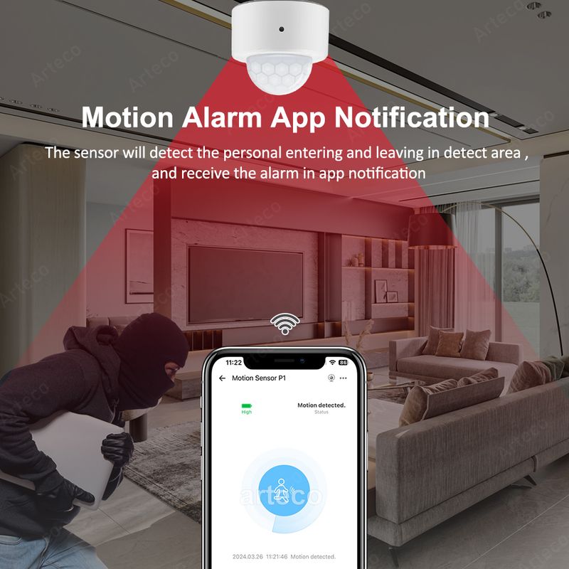 Sensore di allarme di sicurezza a infrarossi per decorazioni per il corpo umano Zigbee Smart PIR Motion Movement 3.0, funziona con EWelink Home_voghion.com