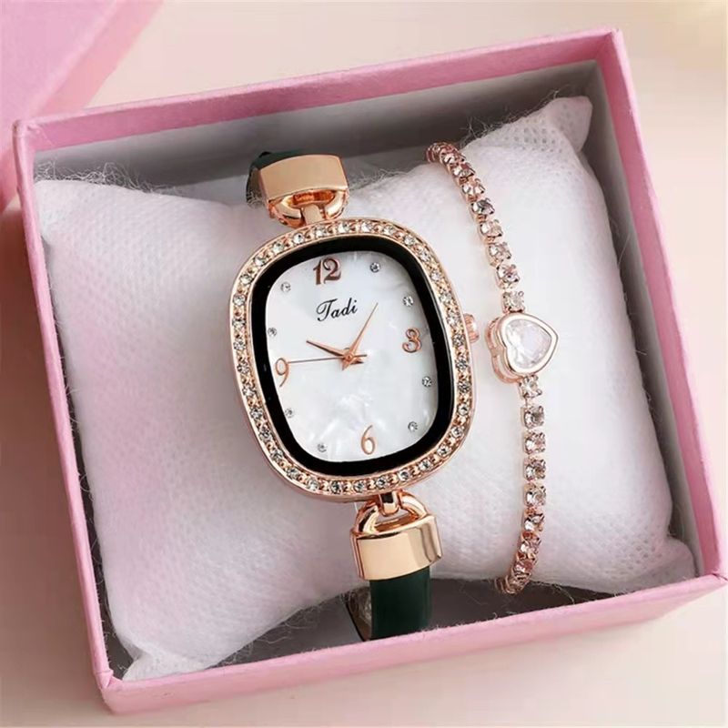 Orologi da donna, tendenza moda, cinturino in marmo, strass, quadrante digitale con diamanti, orologio al quarzo da donna in due pezzi._voghion.com