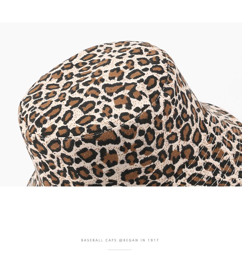 Spring retro simple double-sided leopard print fisherman hat outdoor sports leisure women's sun hat basin hat_voghion.com