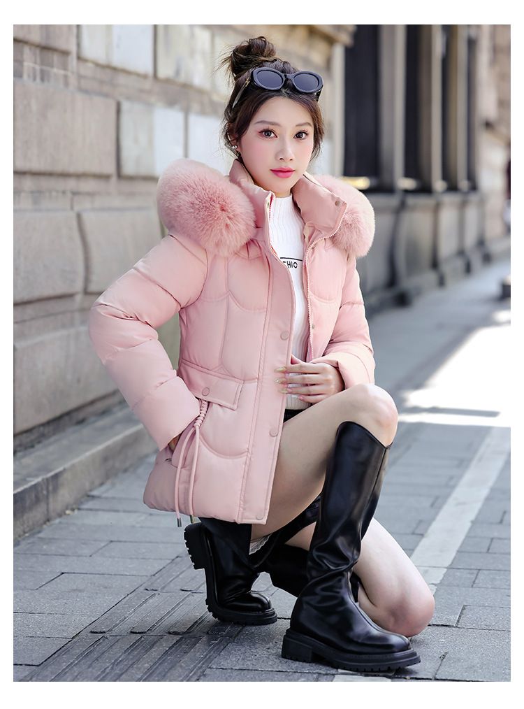 Women's Winter Parka With Detachable Faux Fur Hood – Slim-Fit Short Puffer Jacket, Plush Lined, Raccoon Dog Fur Trim, Zipper Closure (5 Colors)_voghion.com