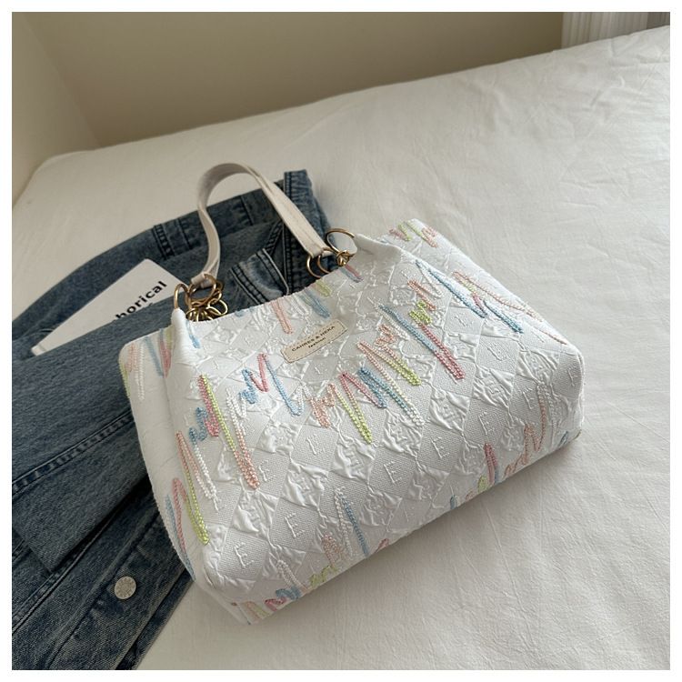 Stickerei linie freizeit pendeln große kapazität Totsen serie mode freizeit einfarbig neue stil schulter tasche weibliche_voghion.com
