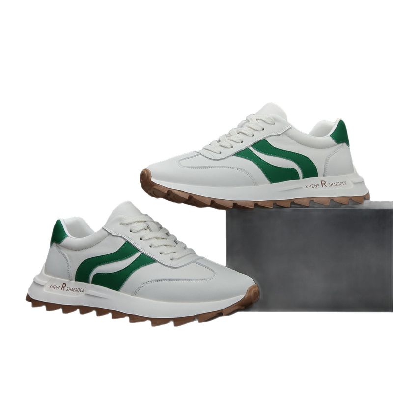 Pantofi sport germani cu toc plat, din piele, cu vârf rotund și model patchwork, din dantelă și piele de vișinie_voghion.com