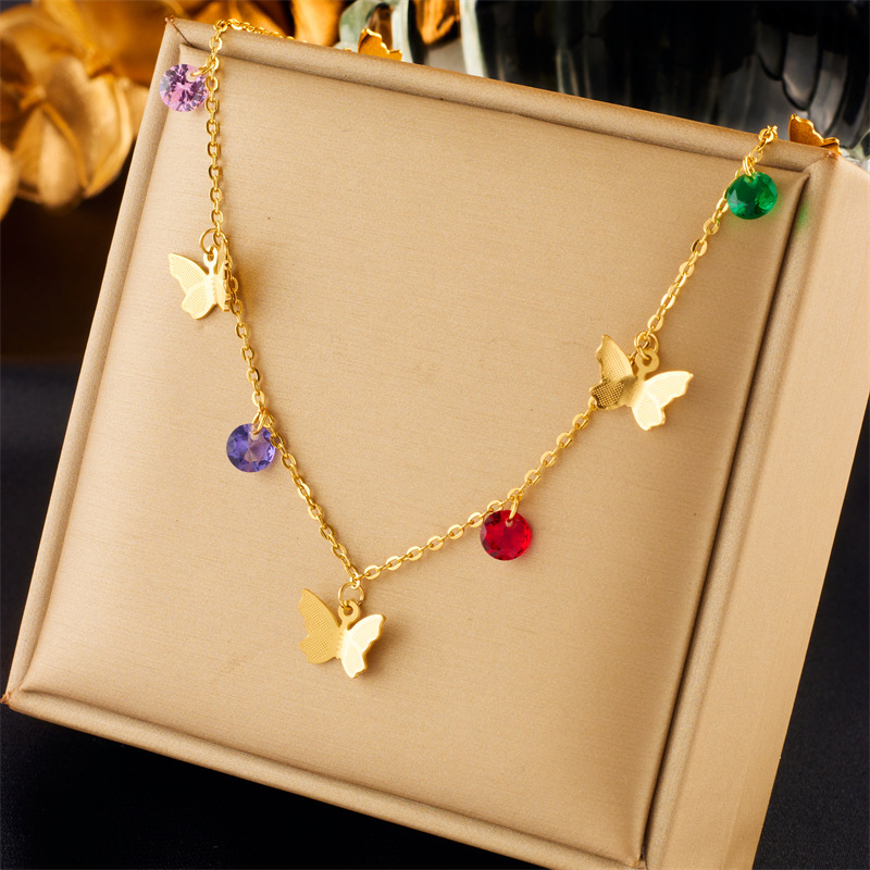 Mode Nische kreative Persönlichkeit Perle Schmetterling Liebe Augen Zubehör Anhänger Schmuck Kette vielseitig Halskette_voghion.com