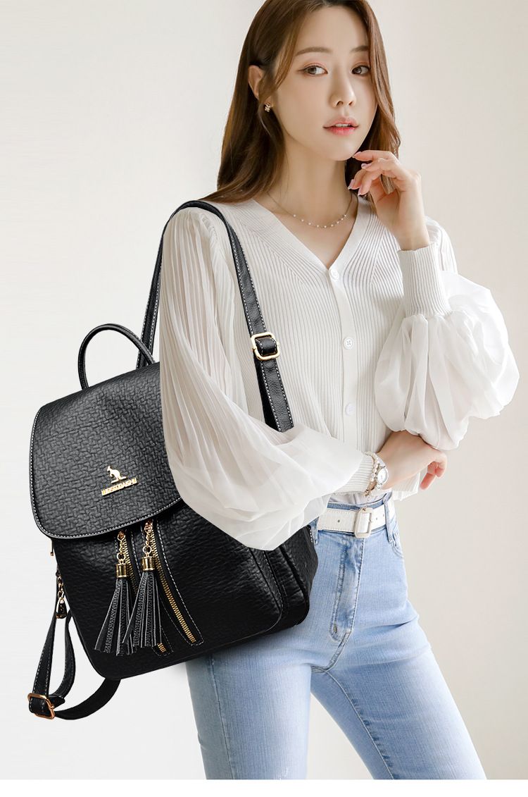 Shoulder bag for women, new fashionable high-end, elephant patterned travel backpack, simple and versatile, soft leather_voghion.com