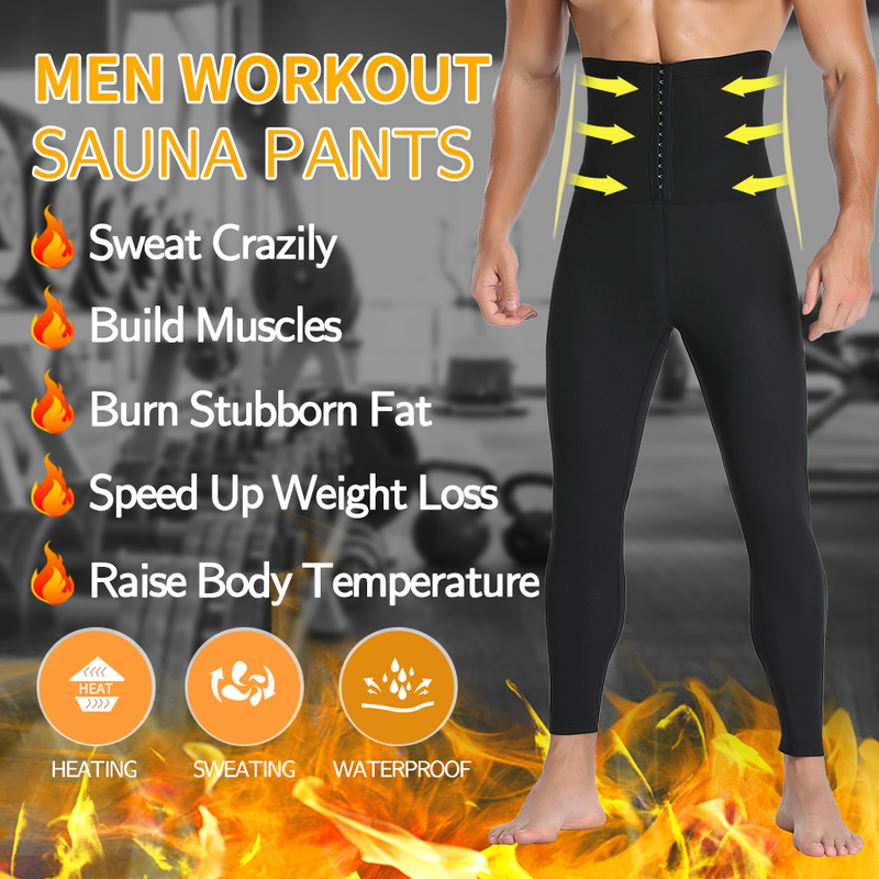 Abiti da uomo Pantaloni da sauna Leggings per il sudore Pantaloni a compressione dimagranti a vita alta Pantaloni termici per il corpo Shaper per la perdita di peso_voghion.com