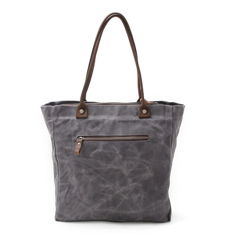 Korean style fashion new oil wax canvas women's bag simple waterproof cloth bag retro contrast color shoulder bag portable shopping bag_voghion.com