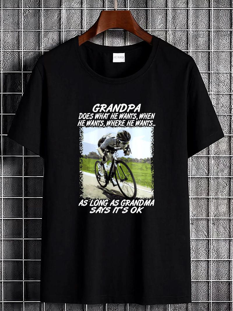 Maglietta frontale da ciclista per nonno, versatile, streetwear, grafica, morbida, moda, casual, unisex, comoda, estiva, abbigliamento firmato, leggermente_voghion.com