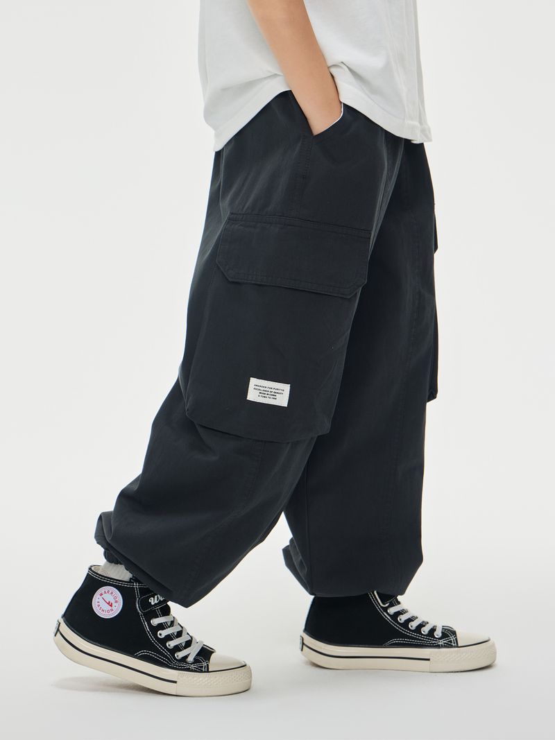 Kinderkleidung Buchstaben bedruckte Freizeithose mittlerer und großer Overall_voghion.com