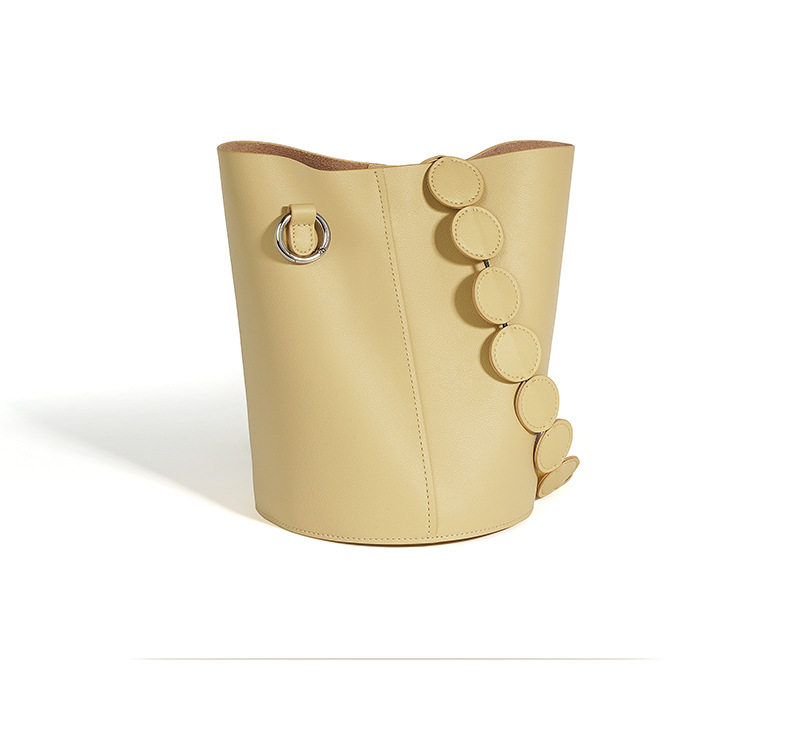Borsa a secchiello da donna, a tracolla, da pendolare, con design di nicchia, di alta qualità, a mano, con tracolla, in pelle di mucca, alla moda._voghion.com
