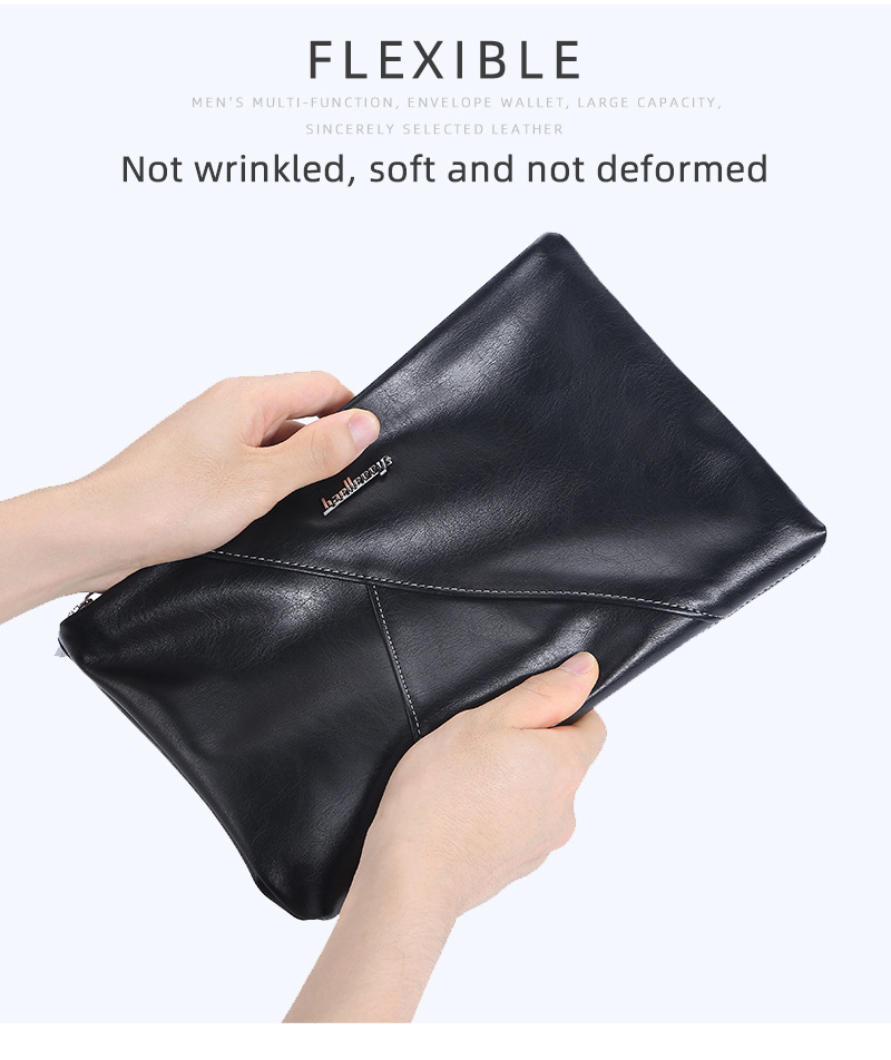 Portafoglio pochette porta carte di colore puro di grande capacità da uomo classico alla moda originale di design_voghion.com