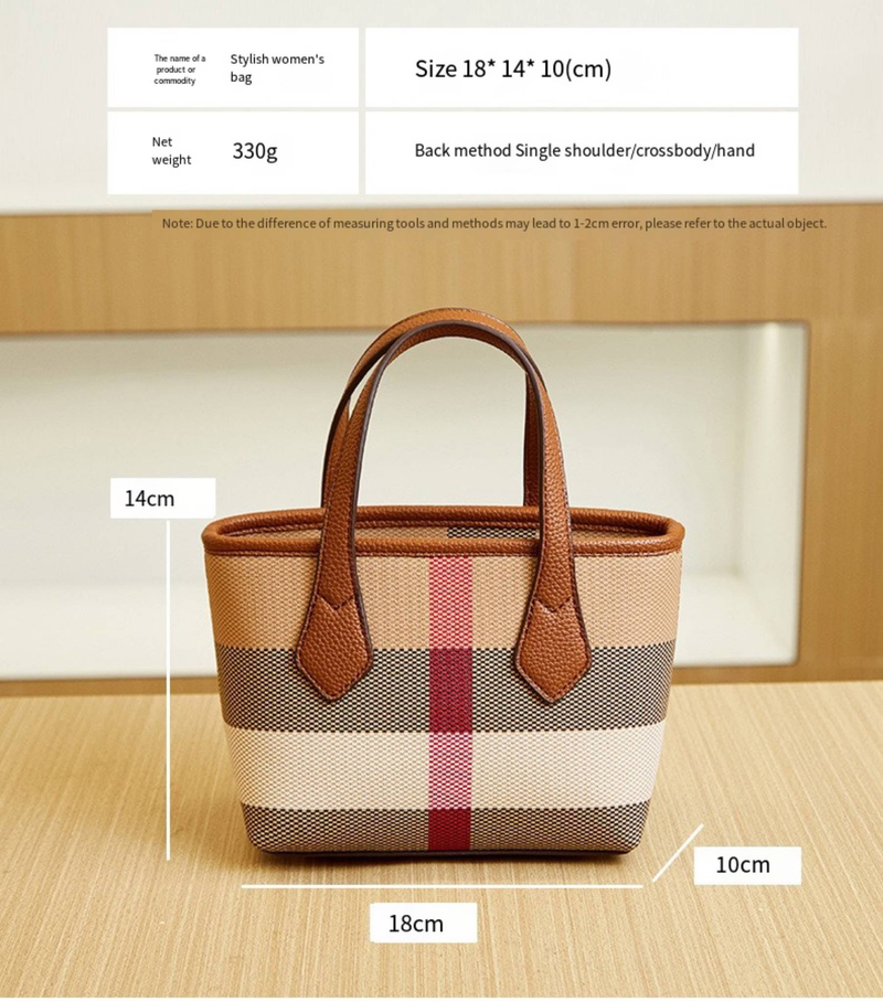 Nuova borsa a secchiello mini cestino Borsa a tracolla di lusso leggera stampata a quadri moda Europa e Stati Uniti_voghion.com