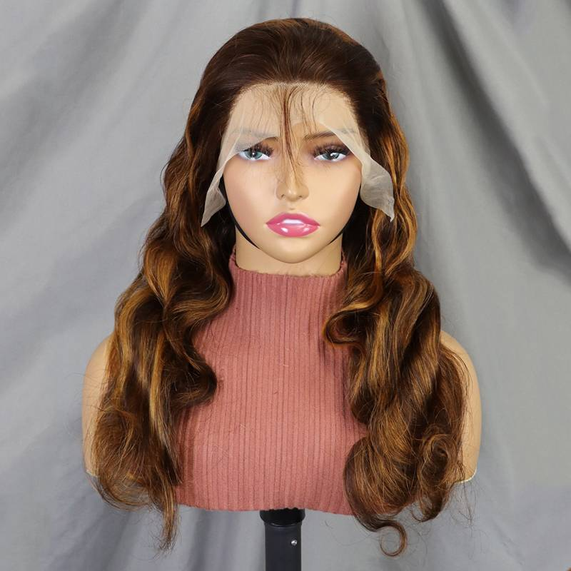 13x4 Lace Front Wigs Body Wave Human Hair Wigs For Women 200% Density Pre Plucked With Baby Hair Natural Black_voghion.com