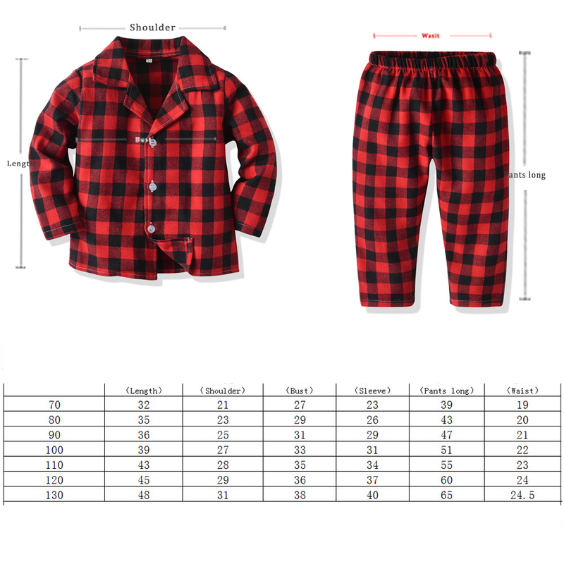 Ropa para niños Conjunto de pijamas para niños y niñas, ropa de casa a cuadros, ropa interior clásica cómoda, conjunto de dos piezas para niños_voghion.com