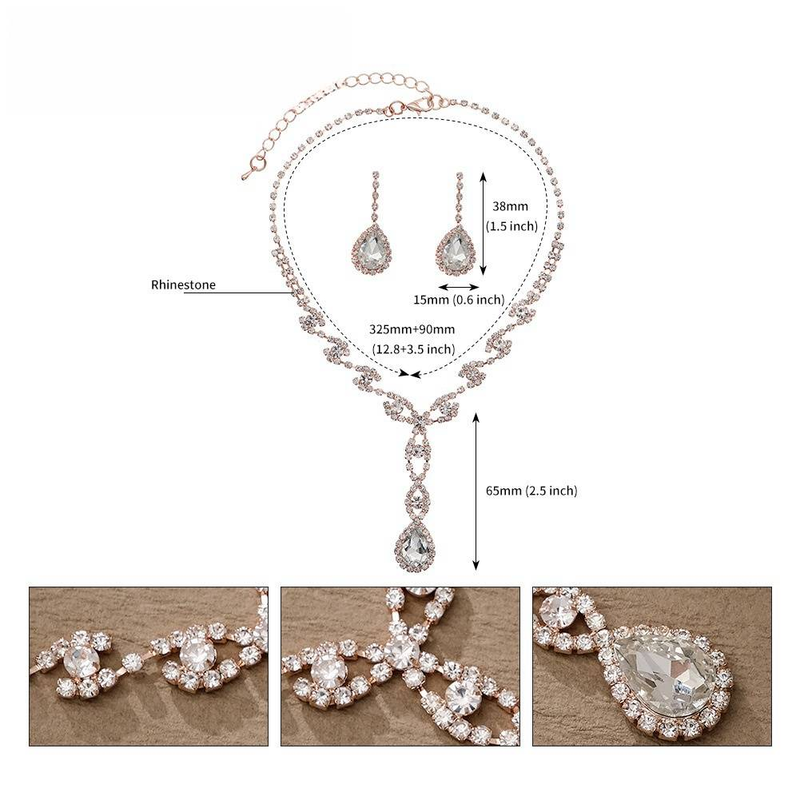 Set di due pezzi di gioielli da sposa con strass, orecchini, collane, design di nicchia, lussuose collane da sposa, accessori da sposa_voghion.com