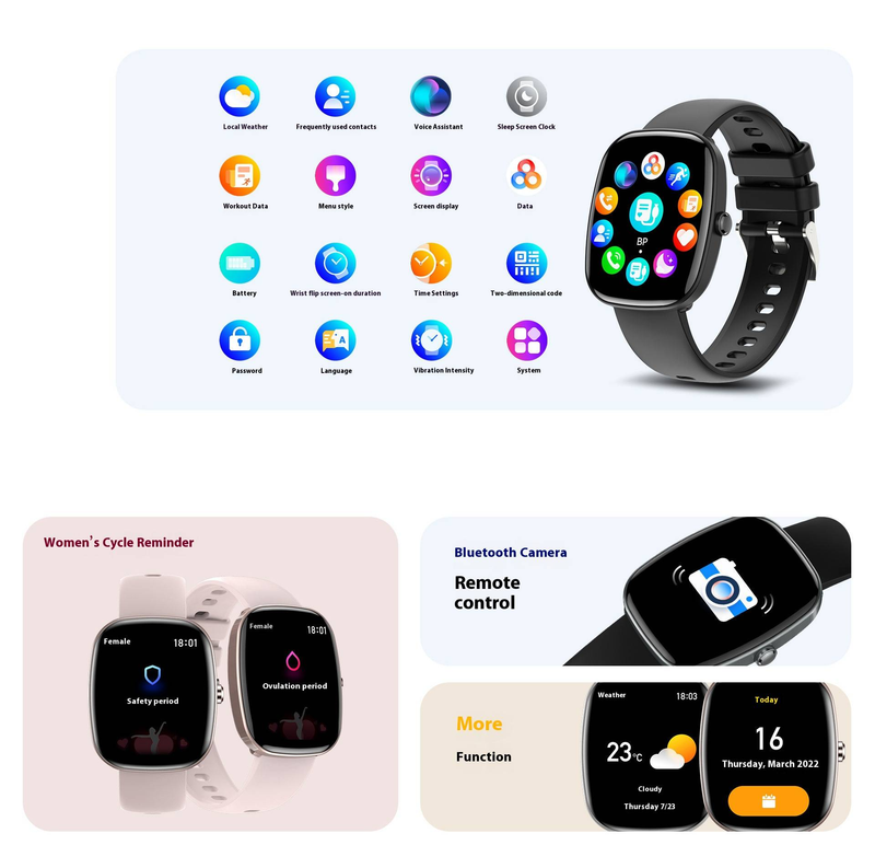 S5 Smart Watch With Blood Pressure Monitor, 1.83" HD Screen, Waterproof Fitness Tracker, Bluetooth Call, SpO2 & Heart Rate Tracking_voghion.com