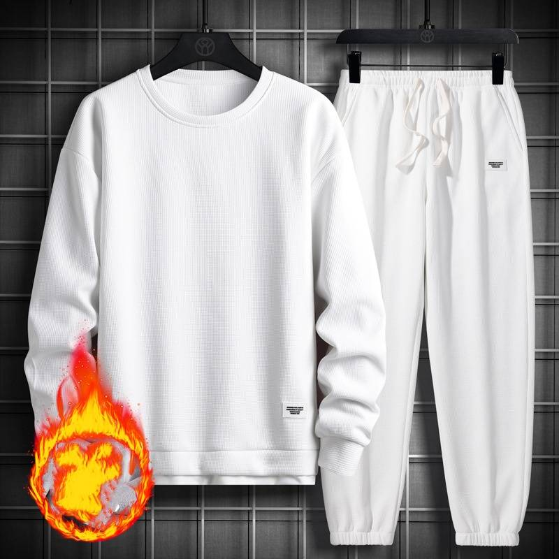 "Men's Trendy Waffle-Knit Sweatsuit Set Relaxed Fit (15 Color Combos) – 100% Polyester M-3XL"_voghion.com