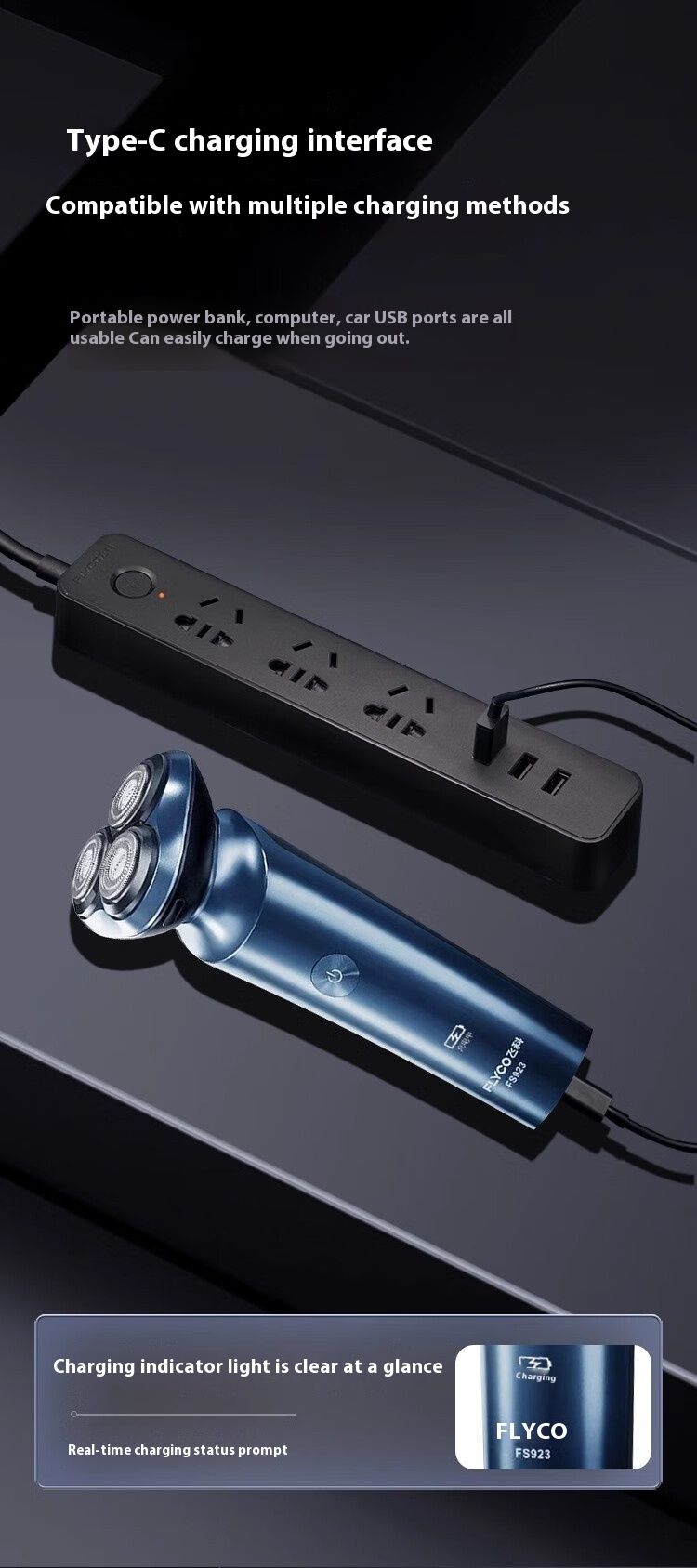 Men's Electric Shaver With Smart Floating 3D Heads, Quick Charge & Waterproof Design For Smooth Shaving Experience_voghion.com