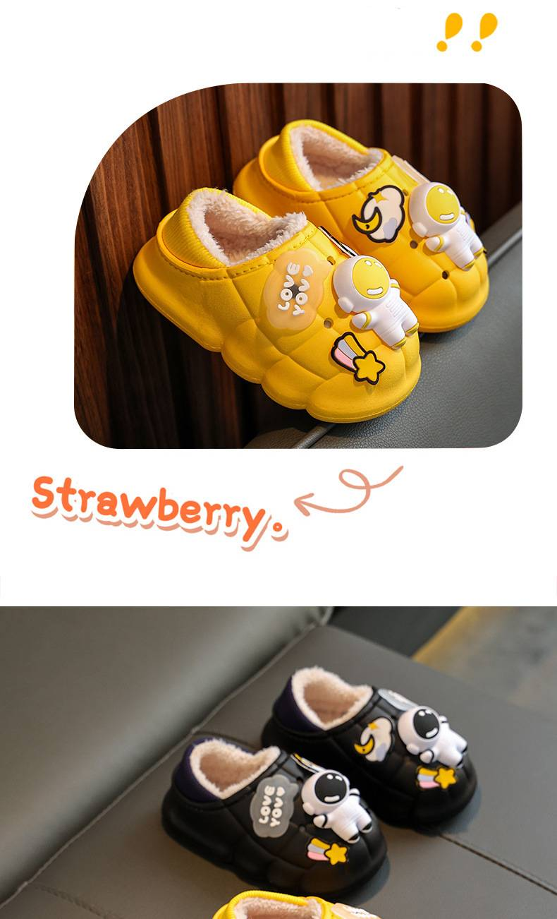 Pantofole invernali per bambini con copertura completa del tallone - Pantofole da casa impermeabili per interni/esterni per ragazzi e ragazze, comode stivaletti antiscivolo foderati in pile_voghion.com