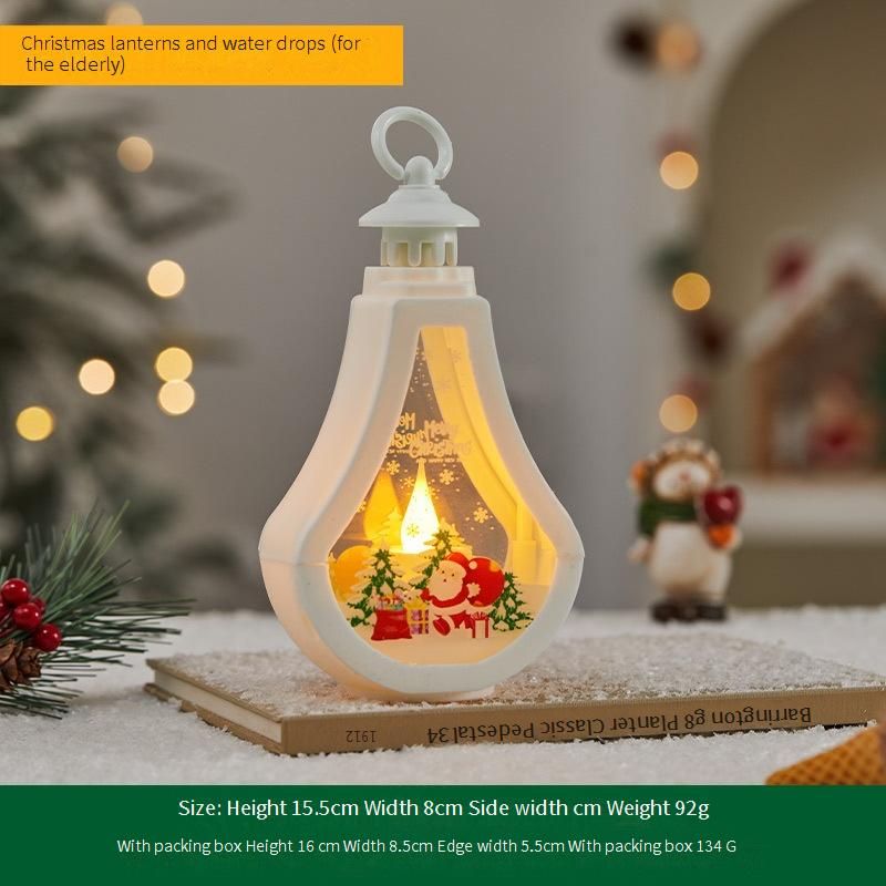 Christmas Teardrop LED Lantern - Flameless Candle With Holiday Designs (Santa/Reindeer/Tree/Snowman) For Cozy Home Decor & Photo Props_voghion.com