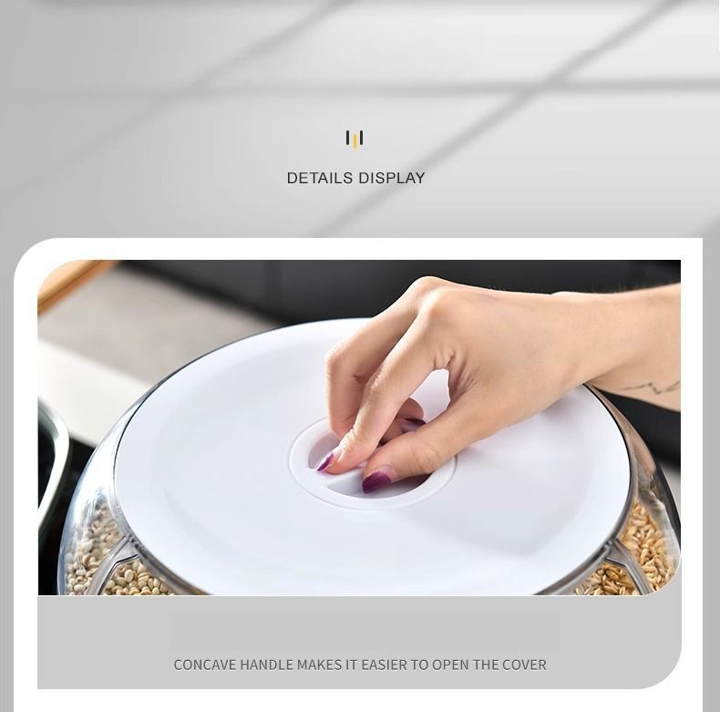 Food Grade Grain Box Container Household Insect-Proof Moisture-Proof Sealed Rotating Divider Rice Jar Storage Bin_voghion.com