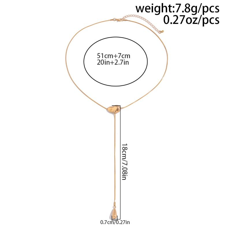 Collana a Y in argento con ciondolo ovale minimalista moderno, gioiello regolabile per abbigliamento serale e casual._voghion.com