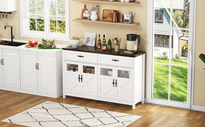 Credenza Weiß 140cm con 4 cassetti, 2 Schubladen, Zeitgenössisches Design_voghion.com