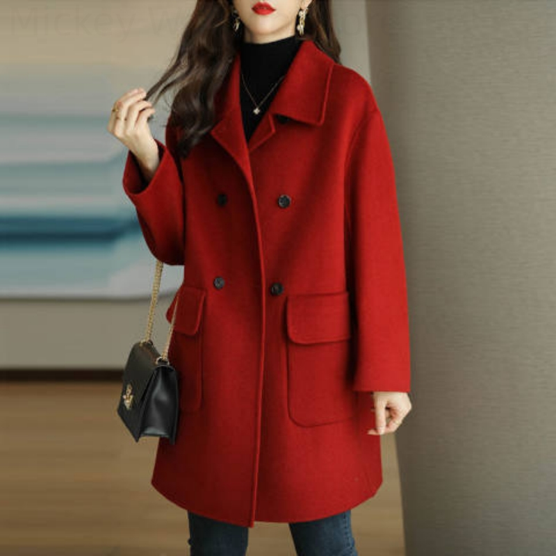 Palton de toamnă și iarnă pentru femei, lungime medie, cu un singur nasture, culoare solidă, guler răsucit, elegant, plus mărime 4XL, casual, cald_voghion.com