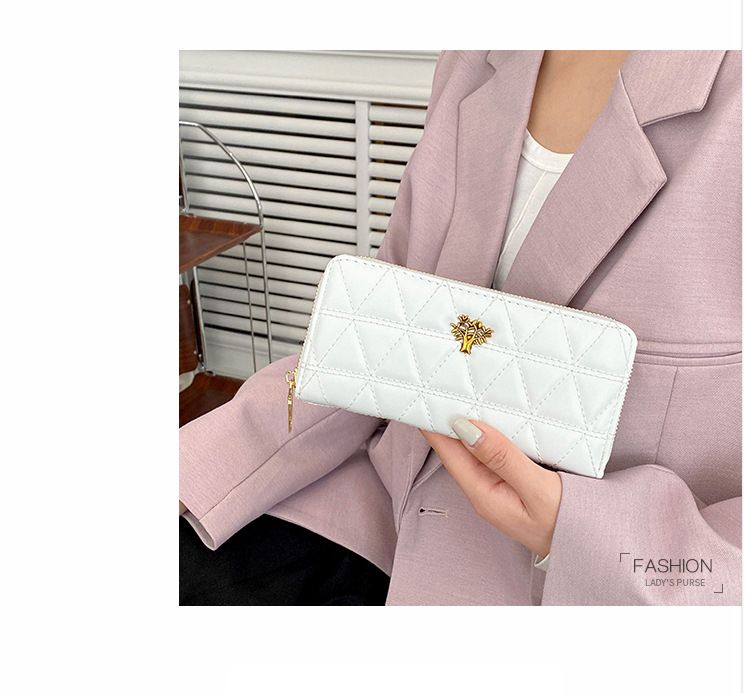 Women's Wallet & Men's Wallet Lingge Purse Ladies Long Clutch Bag Simple And Large-capacity Leisure Card Bag Tide Card Bag_voghion.com