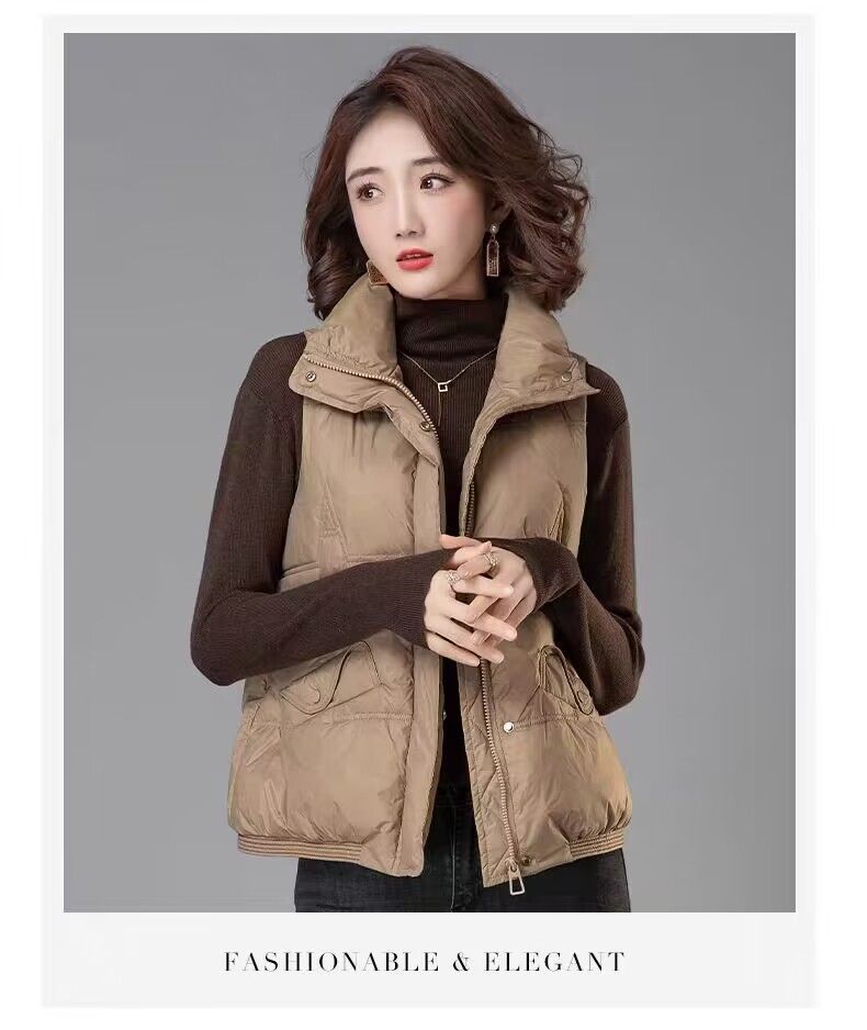 Gilet matelassé d'hiver pour femme avec motif 3D, veste matelassée légère, vêtement d'extérieur décontracté pour temps froid, manteau chaud doublé polaire (kaki, noir)_voghion.com