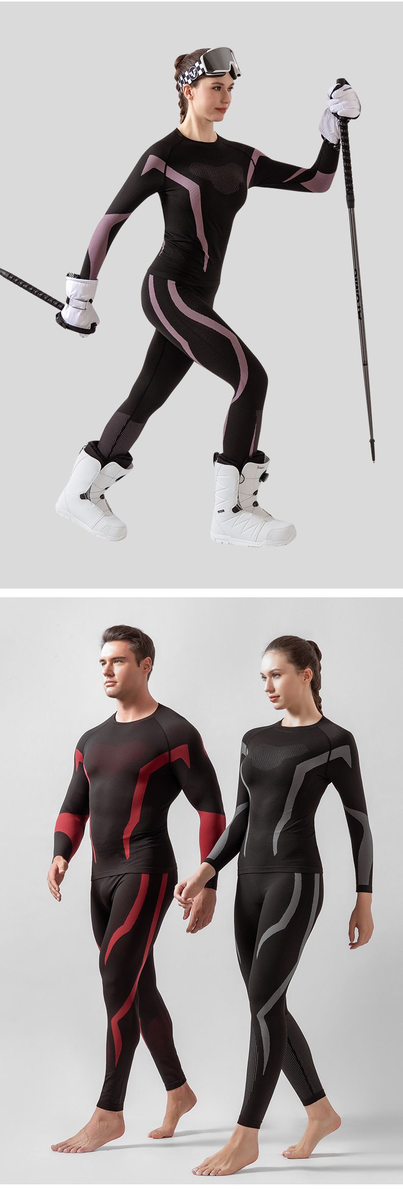 Herrenbekleidung Neue schnell trocknende Skianzug mit enger Unterseite Kompressionskleidung Radfahren Outdoor-Sport Thermo-Unterwäsche Eltern-Kind Männer und Frauen_voghion.com