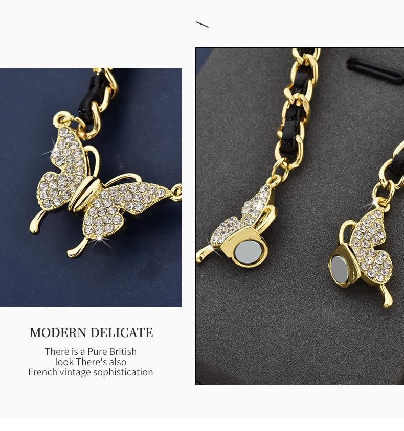 Sensazione di lusso leggero e di alta qualità, collana magnetica a forma di cuore con intarsi di diamanti da donna, piccola collana profumata intrecciata_voghion.com