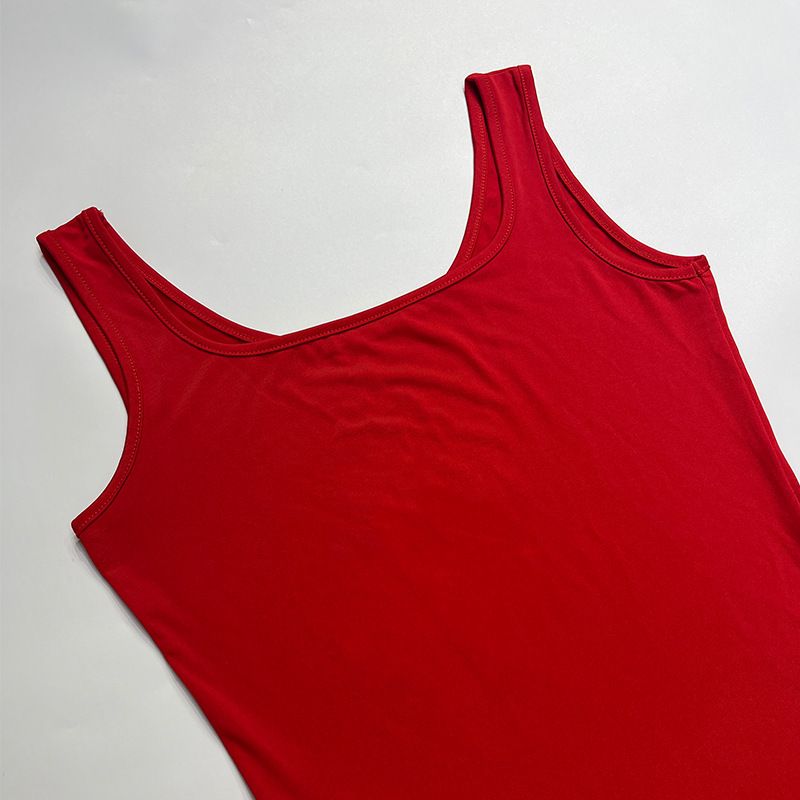 2024. gada vasaras personalizēts apģērbs Slim Fit kleita ar dalītām plecu lencītēm Street Trend U veida kakla dizaina tops_voghion.com