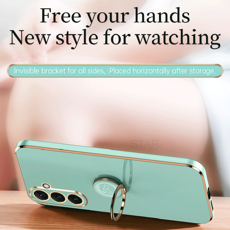 A 34 54 24 14 Luxus Ring Holder Plating Case Fir Samsung Galaxy A34 A54 A24 A14 4G 5G M23 M13 M14 M54 A04S Silikon Stand Cover_voghion.com