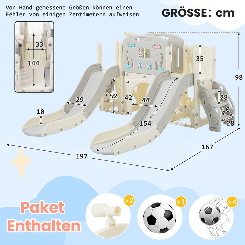 Kinderspielplatz-Set 8-in-1 con Rutsche, Bogentunnel, Basketballkorb e Teleskop_voghion.com