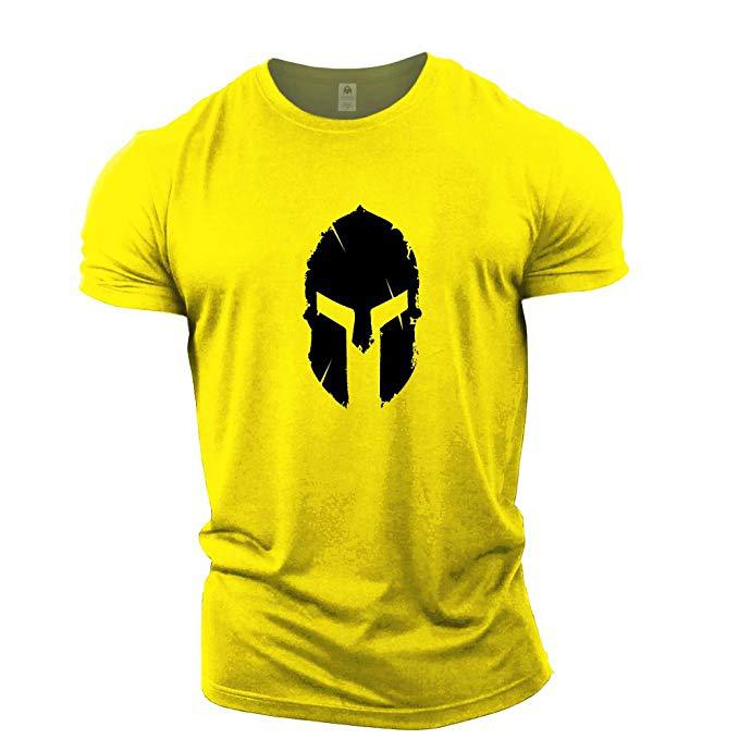 Gym Sport Laufen locker Helm Muster kurzarm lässig bunte T-Shirt_voghion.com