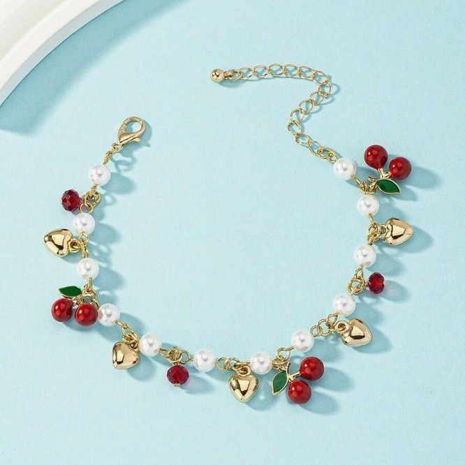 European And American Cross Border Sweet Pearl Bracelet Versatile Crystal Cherry Bracelet Niche Simple Hundred Bracelets Hand Jewelry Manufacturers_voghion.com
