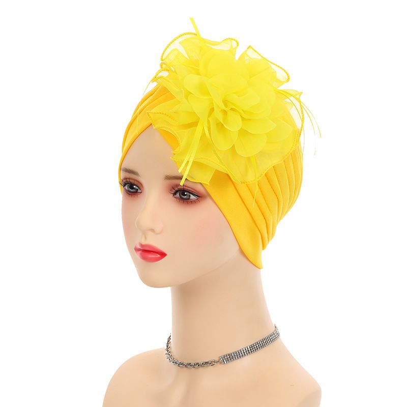 Muslim hat Ladies elegant side large flower streamers stretch breathable watermelon hat chemo hat headscarf hat_voghion.com