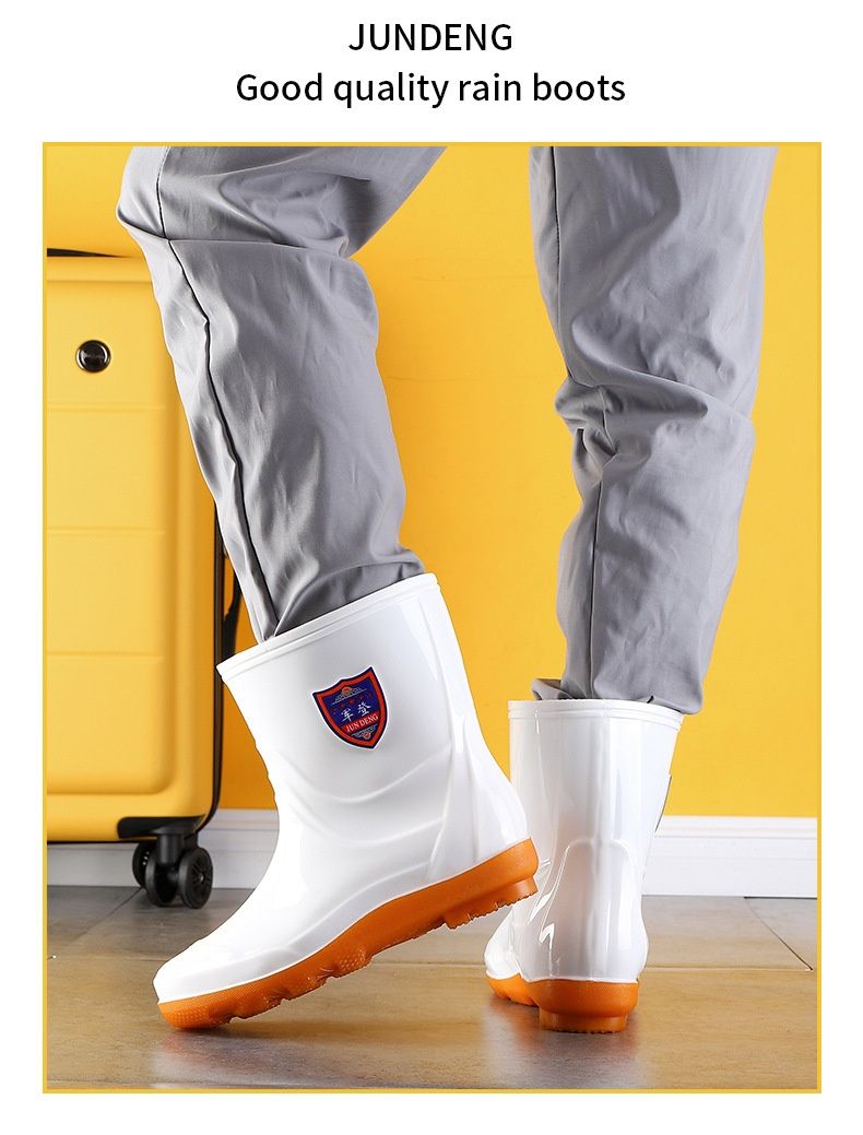 WalkPrime Scarpe da acqua impermeabili antiscivolo con suola in pelle bovina bianche igieniche per fabbrica alimentare da uomo Stivali da pioggia_voghion.com