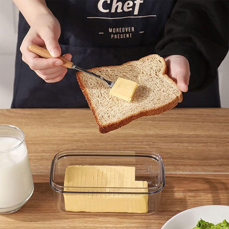 Contenitore per burro da frigorifero - Contenitore con coperchio e coltello per un taglio facile e una conservazione degli alimenti refrigerati_voghion.com