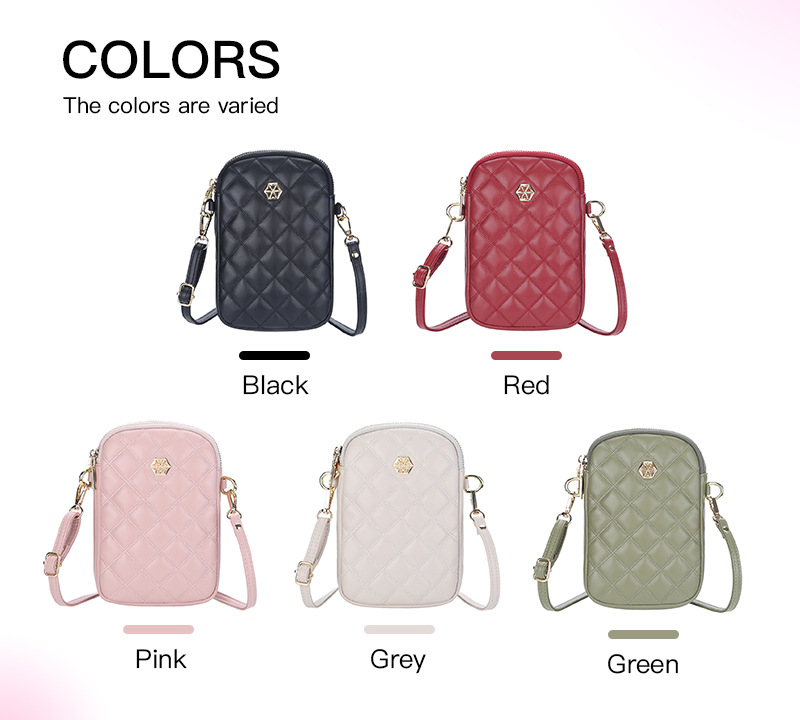 BOISEEN borsa per cellulare borsa piccola a rombo femminile borsa a tracolla con cerniera a doppio strato portamonete verticale da donna_voghion.com