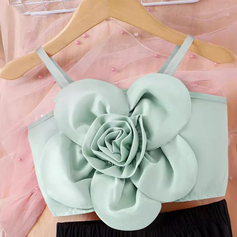 Mutter Kinder Sommer Stilvolle Anzug 3D Drei Dimensionale Blume Hosenträger Top Einfache Hosen Mädchen Anzug_voghion.com