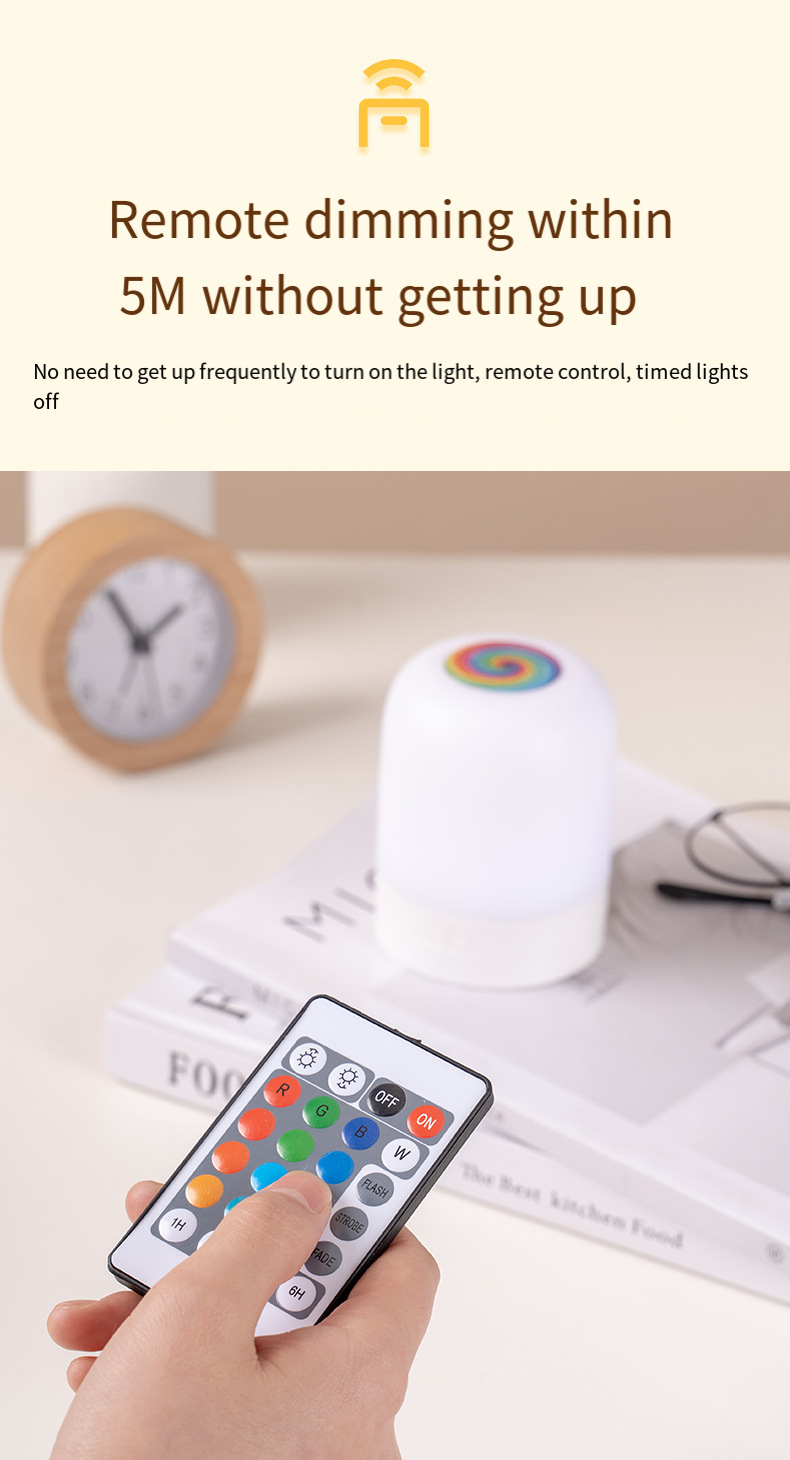 Luz nocturna nueva directa de fábrica, lámpara de noche con carga USB, luz de noche para dormitorio, luz de noche táctil con control remoto_voghion.com