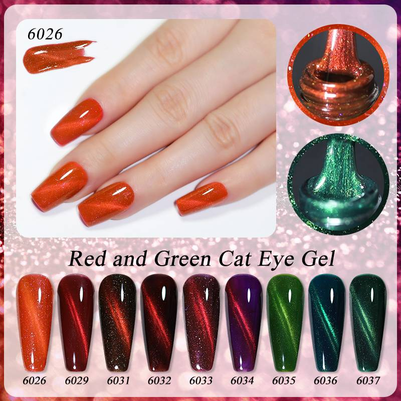 Arte Clavo 10ml Nail Art Red Series Crystal Ochi de pisica Gel magnetic Lac de unghii Laser Magnet Soak Off UV LED Lac semipermanent_voghion.com