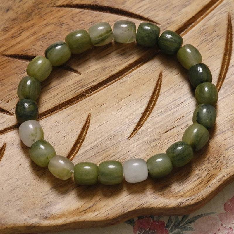 Silk bamboo moss natural green grass stone bracelet diy national style bracelet hand jewelry bracelet beads 2023 men and women_voghion.com