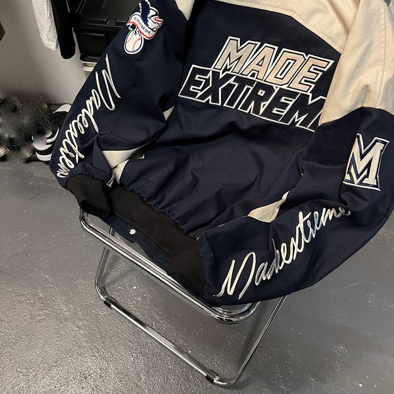 Jachetă de baseball pentru bărbați, stil retro, stil hip hop, stil de curse, stil de motocicletă ..._voghion.com